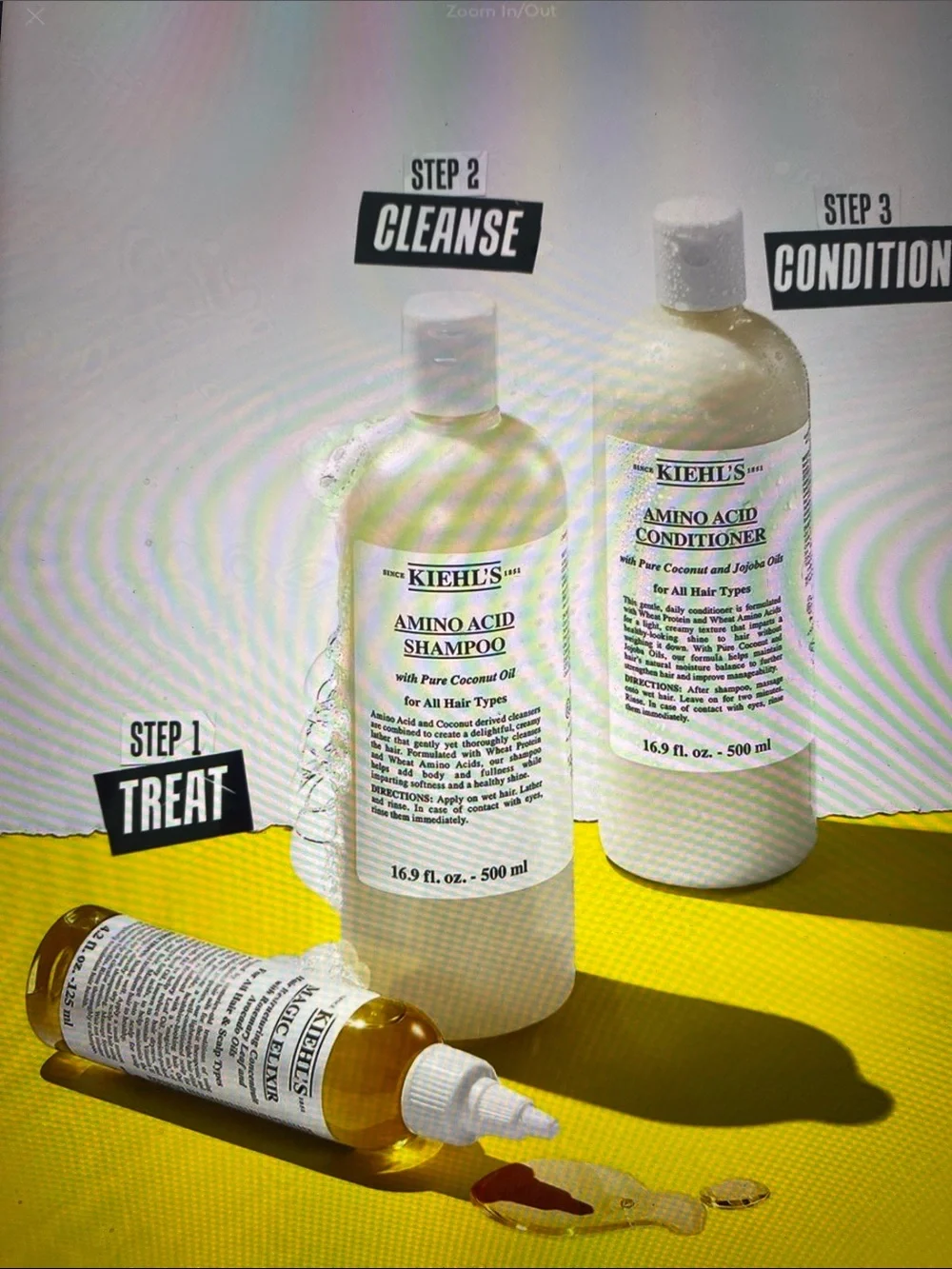 Kiehl's Amino Acid Hair Trio 3 Trio with Amino Acid Box Gift Set - NIB - New